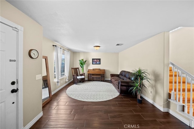 27876 Twilight Ct, Murrieta, CA 92563 - living area with wood finish floors, baseboards, and stairway