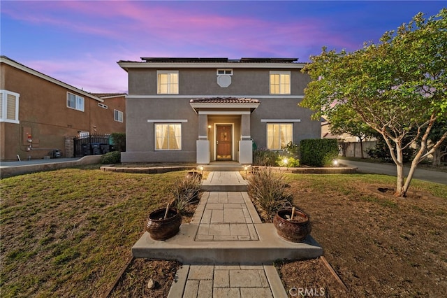 27876 Twilight Ct, Murrieta, CA 92563 - traditional-style house with solar panels and stucco siding