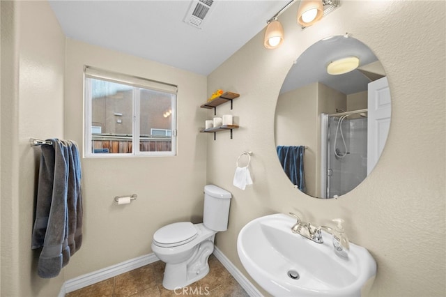 27876 Twilight Ct, Murrieta, CA 92563 - bathroom with a shower with shower door and tile patterned flooring