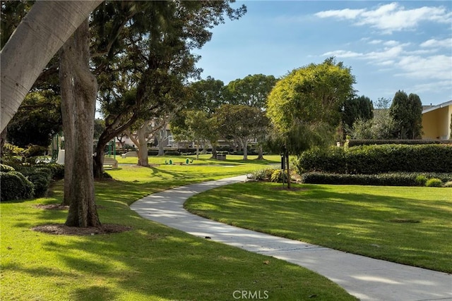 view of home's community with a yard