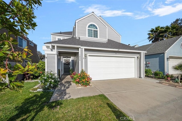 1854 Corte Segundo, Oceanside, CA 92056 - traditional-style house featuring driveway, a front yard, roof with shingles, and an attached garage