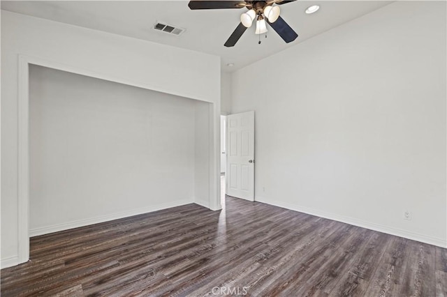 28637 Chiquito Canyon Rd, Castaic, CA 91384 - spare room featuring dark wood finished floors, a ceiling fan, recessed lighting, and baseboards