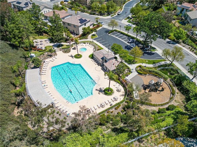 27952 Agapanthus Ln, Valencia, CA 91354 - drone / aerial view of a pool area