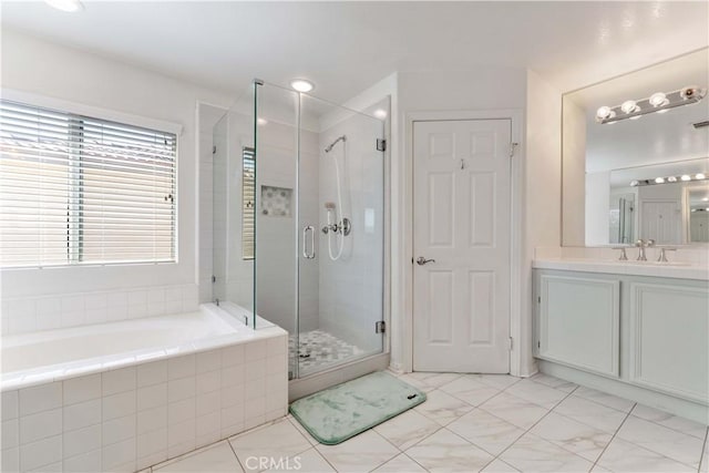 27952 Agapanthus Ln, Valencia, CA 91354 - full bath with a shower stall, a garden tub, and vanity