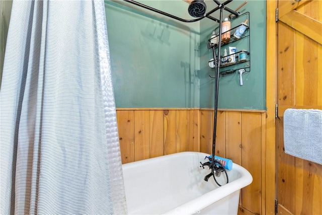 7900 San Clemente Ave, Atascadero, CA 93422 - full bathroom with a freestanding tub and wood walls