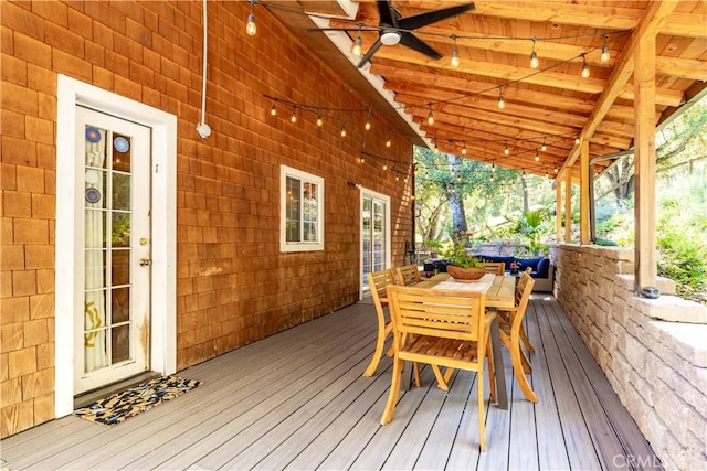 7900 San Clemente Ave, Atascadero, CA 93422 - wooden terrace featuring a ceiling fan and french doors