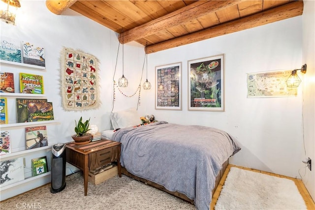 7900 San Clemente Ave, Atascadero, CA 93422 - bedroom with wooden ceiling with exposed beams and carpet floors