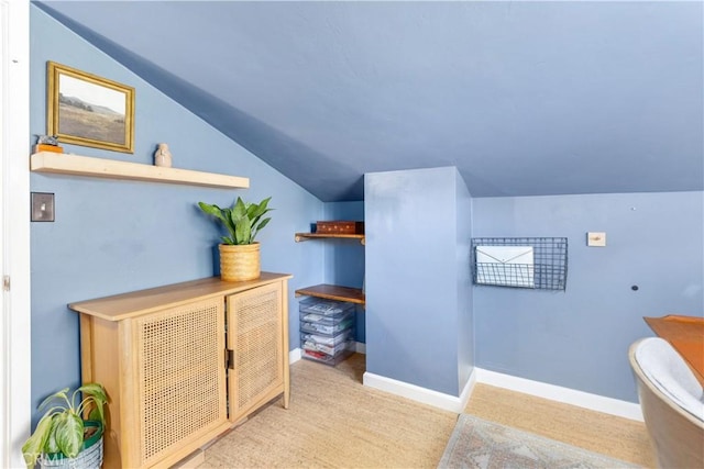 7900 San Clemente Ave, Atascadero, CA 93422 - bathroom featuring vaulted ceiling and baseboards