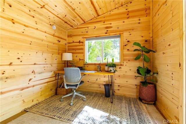 7900 San Clemente Ave, Atascadero, CA 93422 - office with vaulted ceiling, wooden walls, and wooden ceiling