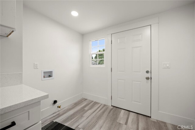 29 W Zane St, Long Beach, CA 90805 - laundry area featuring washer hookup, light wood finished floors, cabinet space, recessed lighting, and gas dryer hookup