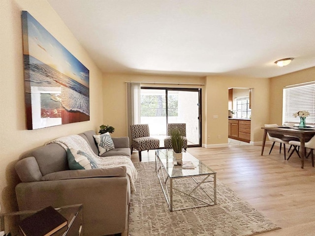 13272 Wimberly Sq Unit 219, San Diego, CA 92128 - living area featuring light wood-style flooring and baseboards