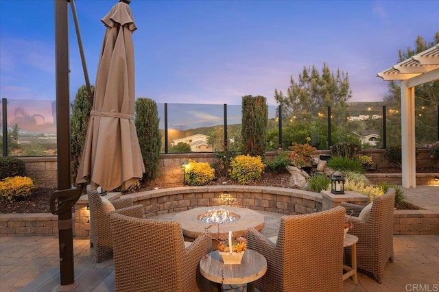 3482 Corte Fortuna, Carlsbad, CA 92009 - patio terrace at dusk featuring a fire pit