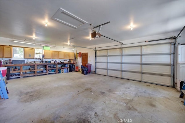 garage with a garage door opener