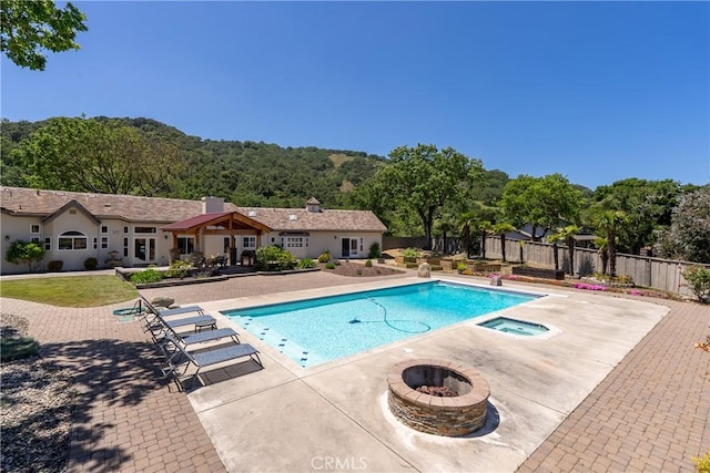 11620 Cenegal Rd, Atascadero, CA 93422 - view of pool featuring a patio area, a fire pit, and fence