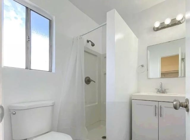 2309 Hauser Blvd, Los Angeles, CA 90016 - bathroom featuring a stall shower, plenty of natural light, toilet, and vanity