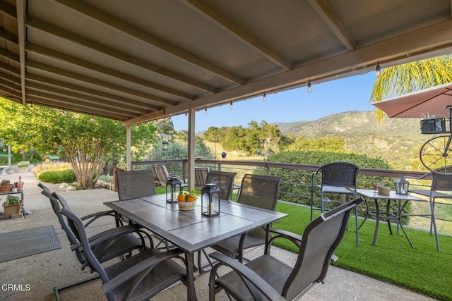 10440 N Karen Ave, Oak View, CA 93022 - view of patio / terrace with outdoor dining space and a mountain view