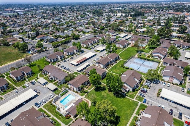 8990 19th St Unit 376, Rancho Cucamonga, CA 91701 - aerial overview of property's location featuring nearby suburban area and a pool area