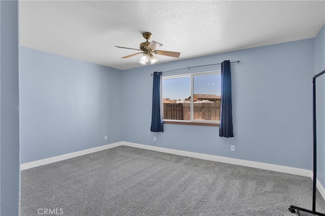 11020 Blue Jay Way, Oak Hills, CA 92344 - unfurnished room with carpet flooring, a ceiling fan, baseboards, and a textured ceiling
