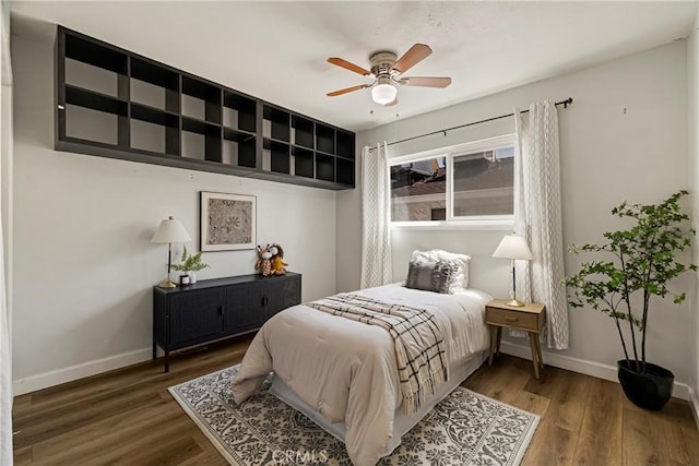2240 Notre Dame Blvd Unit 6, Chico, CA 95928 - bedroom with baseboards, wood finished floors, and a ceiling fan
