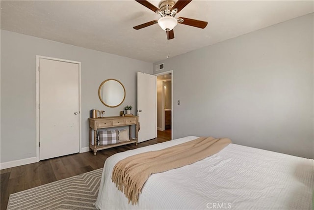 2240 Notre Dame Blvd Unit 6, Chico, CA 95928 - bedroom with wood finished floors, baseboards, and a ceiling fan