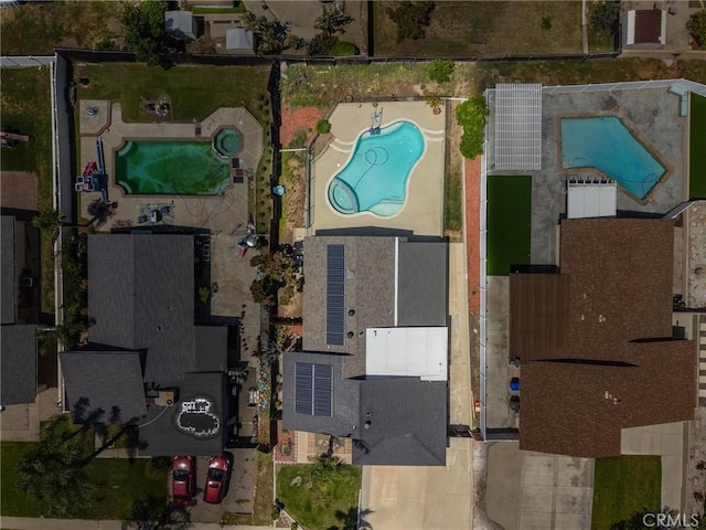 aerial view of a pool