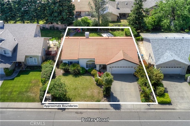 1918 Potter Rd, Chico, CA 95928 - aerial view of residential area with property parcel outlined