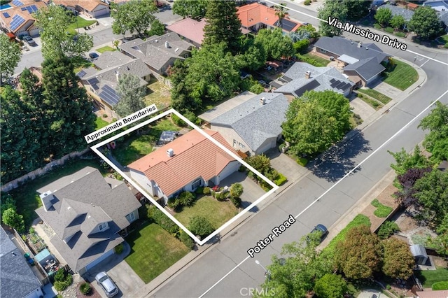 1918 Potter Rd, Chico, CA 95928 - aerial perspective of suburban area featuring property parcel outlined