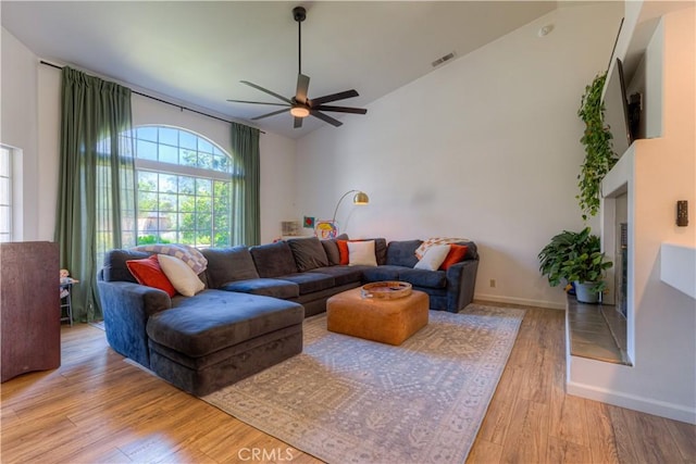 1918 Potter Rd, Chico, CA 95928 - living area with a ceiling fan, light wood-type flooring, and baseboards