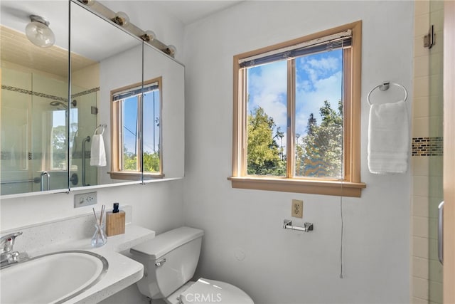 1156 E Howard St, Pasadena, CA 91104 - full bathroom with healthy amount of natural light, a stall shower, toilet, and vanity