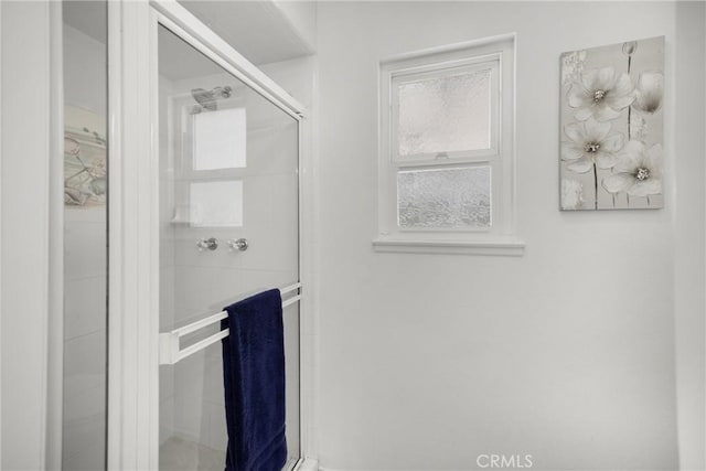 bathroom featuring a shower stall