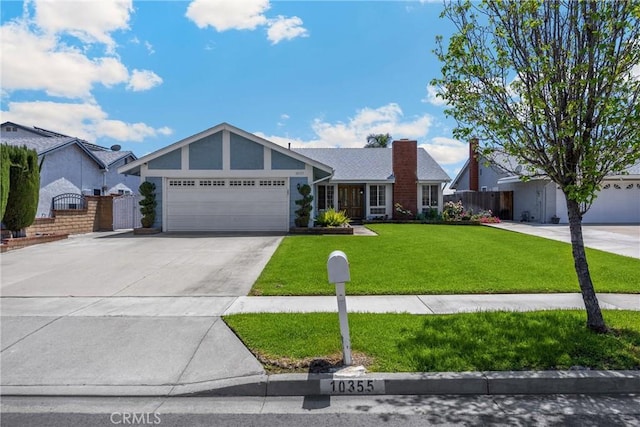 single story home with a garage, driveway, a gate, and stucco siding
