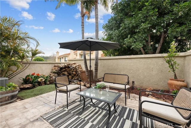 11034 Creekbridge Pl, San Diego, CA 92128 - view of patio featuring fence and an outdoor hangout area