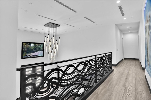 9218 Encino Ave, Northridge, CA 91325 - corridor with wood finished floors, baseboards, and recessed lighting