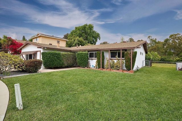 single story home with stucco siding
