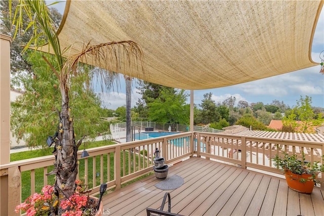 deck featuring fence