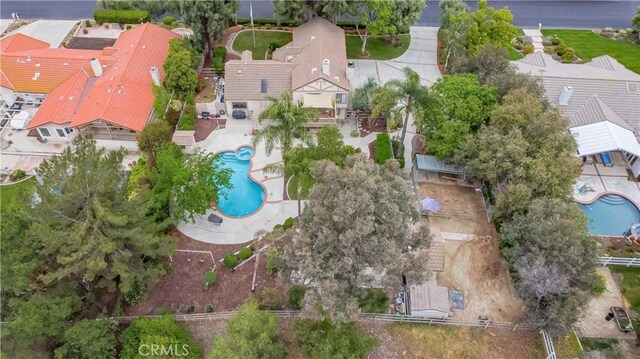 aerial view of a pool area