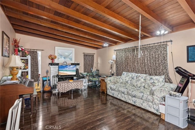 4731-33 Austin Dr, San Diego, CA 92115 - living area with beamed ceiling, wood finished floors, and wood ceiling