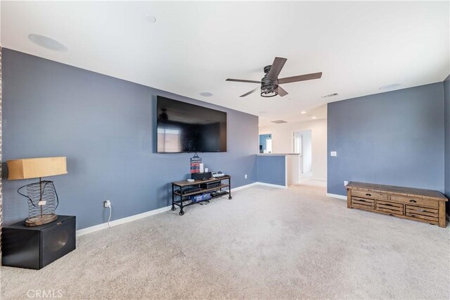 29652 Falcon Hill Dr, Menifee, CA 92584 - carpeted living area with a ceiling fan and baseboards