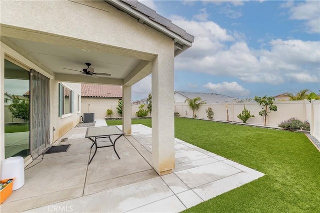 29652 Falcon Hill Dr, Menifee, CA 92584 - view of patio with ceiling fan and central air condition unit
