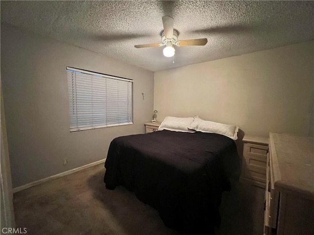 527 E King St, Rialto, CA 92376 - carpeted bedroom with ceiling fan, baseboards, and a textured ceiling