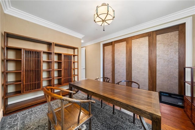 6829 Birmingham Dr, Chino, CA 91710 - home office with wood finished floors and ornamental molding