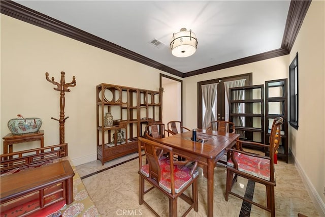 6829 Birmingham Dr, Chino, CA 91710 - dining space with crown molding and baseboards