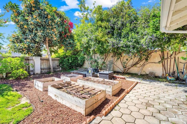 3221 Camarillo Ave, Oceanside, CA 92056 - fenced backyard with a vegetable garden and a patio
