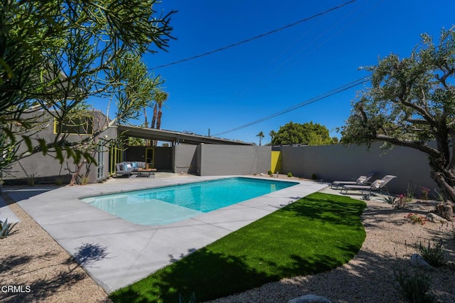 2839 N Davis Way, Palm Springs, CA 92262 - view of swimming pool with a patio, a fenced backyard, and outdoor lounge area