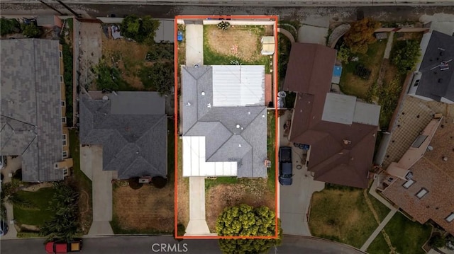 aerial overview of property's location with property parcel outlined