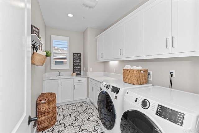 940 Lindbergh Dr, San Marcos, CA 92069 - washroom featuring cabinet space, independent washer and dryer, and recessed lighting