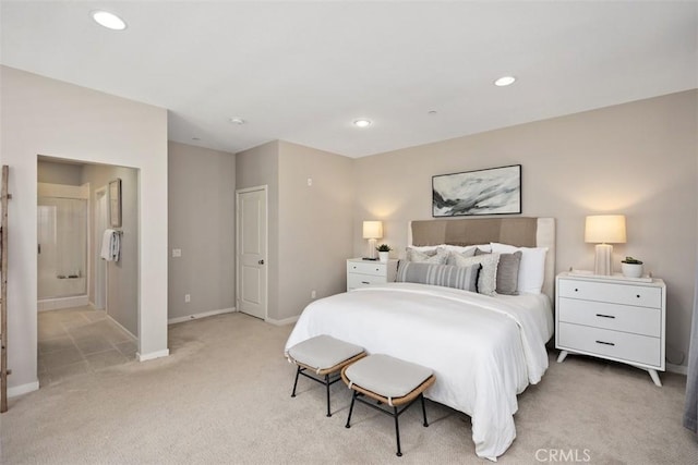 16 Abarrota St, Rancho Mission Viejo, CA 92694 - bedroom with light carpet, baseboards, recessed lighting, and ensuite bathroom