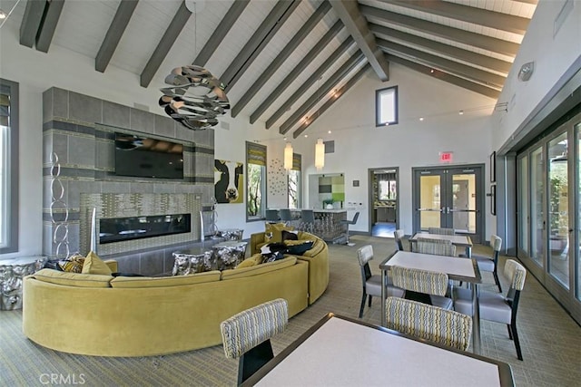 16 Abarrota St, Rancho Mission Viejo, CA 92694 - common area featuring high vaulted ceiling and beam ceiling