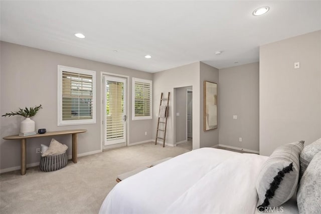 16 Abarrota St, Rancho Mission Viejo, CA 92694 - carpeted bedroom with access to outside, baseboards, and recessed lighting