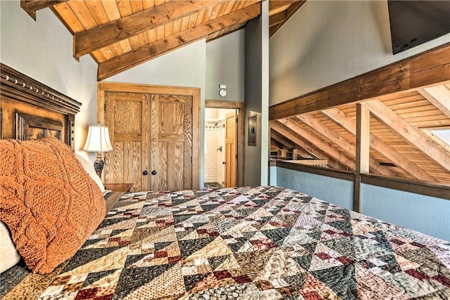 bedroom featuring wooden ceiling
